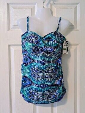 $5 SUMMER SALE! Christina Blue Teal Dotted Tankini Top